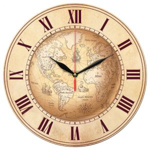 ساعت دیواری طرح نقشه قدیمی جهان کد 1331