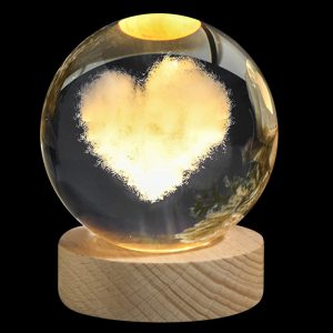 چراغ خواب مدل گوی شیشه ای 3D طرح قلب